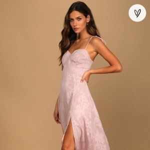 Blush Pink Floral Jacquard Tie-Strap Midi Dress | Lulus NWT